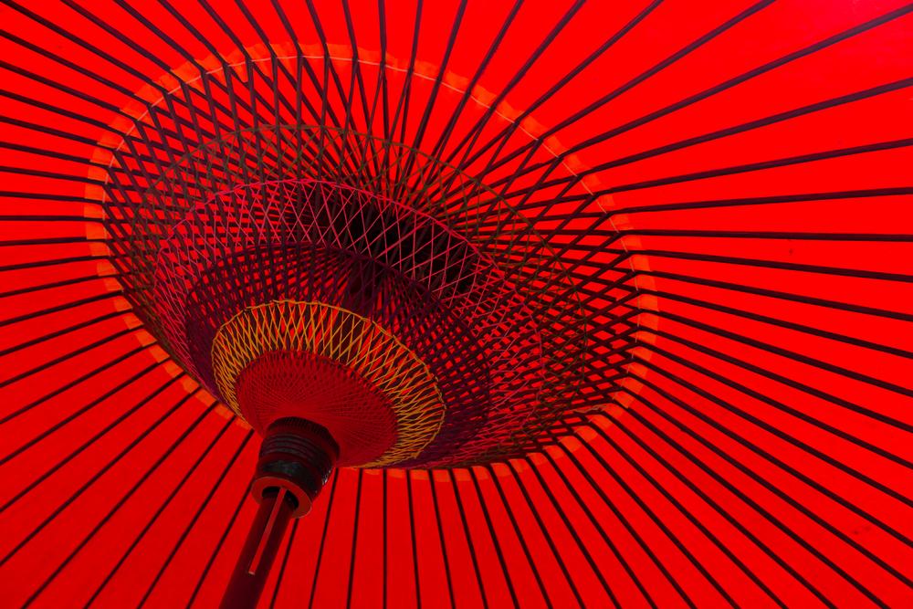 Traditional Japanese red umbrella